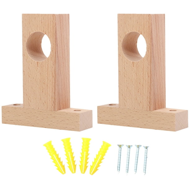 2pcs Home Curtain Rod End Wooden Rod Rack Household Shower Curtain
