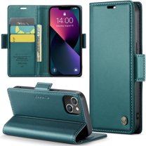 Feishell Wallet Case for iPhone 15, RFID Blocking Magnetic Clasp Shockproof Cover, Premium PU Leather Case with Credit Card Slots Holder Kickstand for iPhone 15, Green