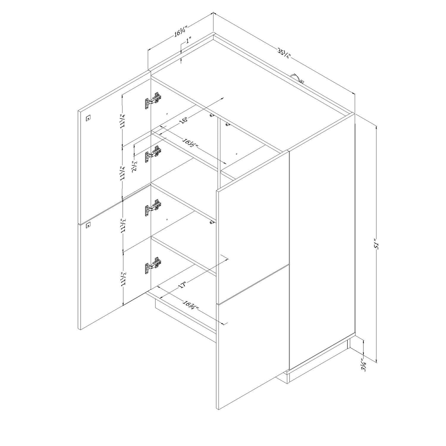 South Shore Liora 4-Door Bookcase with Shelves, in Bleached Oak