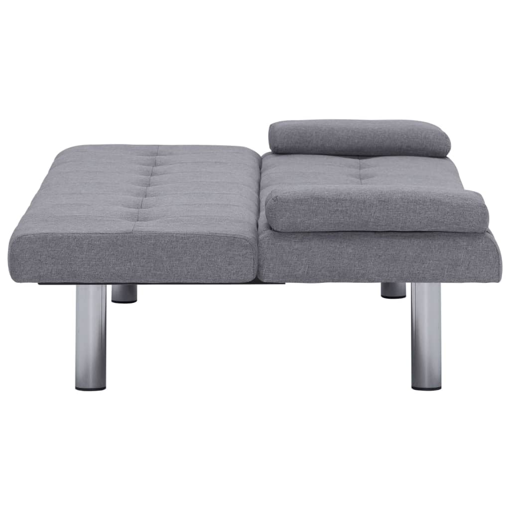Kepooman Modern Faux Leather Convertible Sofa with 2 Pillows for Living Room Office, Light Gray Kepooman Modern Faux Leather Convertible Sofa with 2 Pillows for Living Room Office, Light Gray