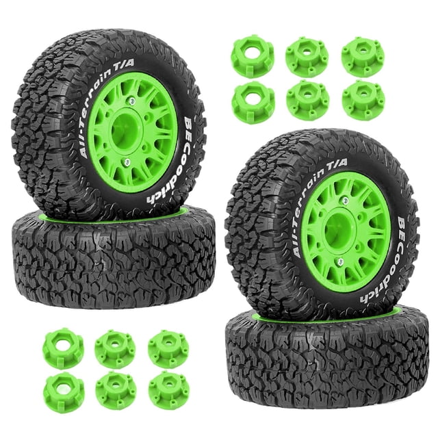 MERIGLARE 4 Pcs Accessoires DIY Modèle de Rechange Pièce de Rechange Roues RC Pneus pour 1/10 Vert