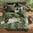 thumbnail image 2 of Olive Green King Comforter Set 7 Piece Reversible Bed in a Bag with Sheets, 2 of 5