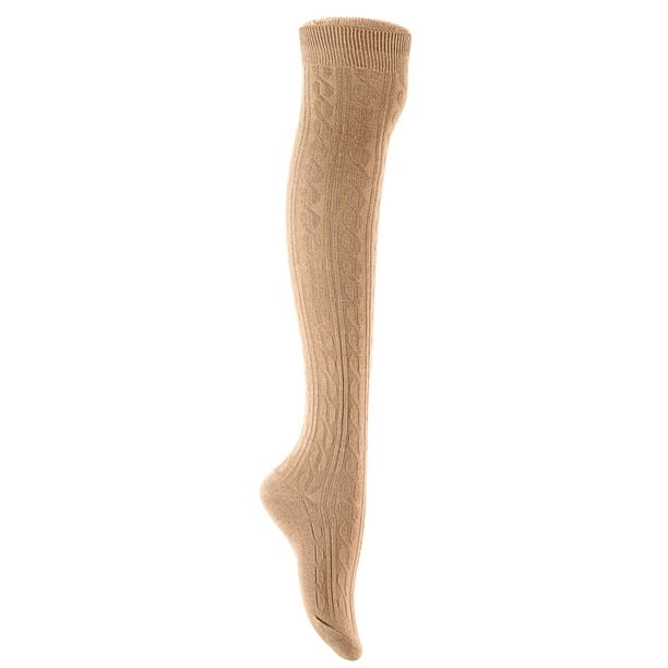 Meso Meso Women's 4 Pairs Over Knee High Cotton Socks Size 69(Beige)