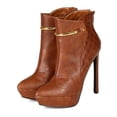 thumbnail image 5 of Wild Rose BE79 Women Leatherette Pointy Toe Quilted Stiletto Heel Ankle Bootie, 5 of 5