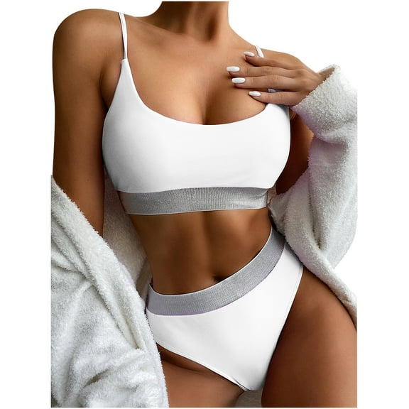 VerPetridure Womens Bikini Set Sexy Women Bikini Solid Splicing Two-piece Swimwear Swimsuit Beachwear Set