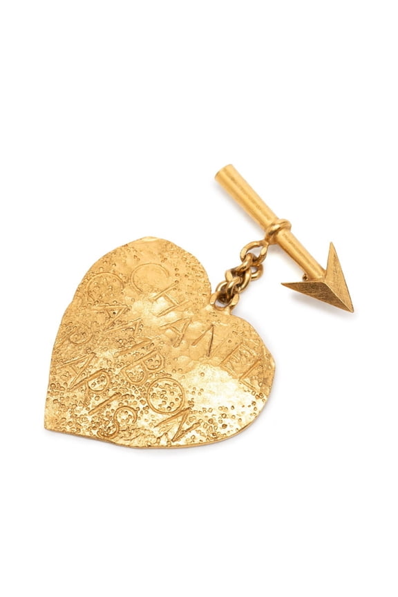 Pre-Owned Chanel Logo Heart Arrow Brooch 93A Gold Plated Women's CHANEL