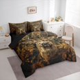 thumbnail image 2 of Castle Fairy Autumn Deer Full Size Bedding Sets 7 Pieces,Dry Maple Twig Dark Woodland Full Size Bed in a Bag,Ochre Brown Black,Black Reversible, 2 of 7
