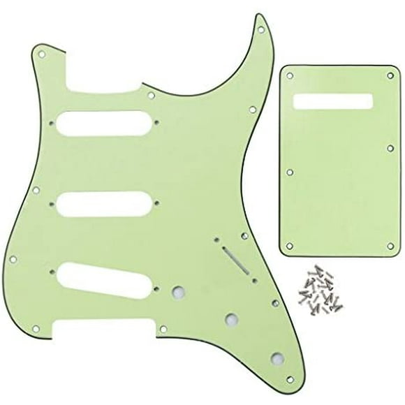 IKN 3Ply Mint Green Strat Pickguard Backplate Set for 3 Single Coil Pickups-11 Hole, come with Pickguard Screws