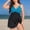 Z001-Green, variant on Women's Plus Size Swim Dress Swimwear Tummy Control Color Block Striped Adjustable Straps Coverage Bathing Sutis Relaxed Fit Beachwear