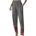 thumbnail image 1 of Pantalons en Coton et Lin pour Femmes Pantalons Décontractés Unis avec Poches, 1 of 5