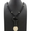 thumbnail image 3 of Hip Hop Power Rising Fist Pendant 6mm 30" Plastic Bead Necklace, 3 of 3