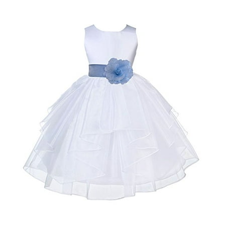 

Ekidsbridal Formal White Shimmering Organza Flower Girl Dresses Wedding Pageant Special Occasions Dresses Junior Toddler Holy Baptism Communion Reception Recital Birthday Girl Party 4613T