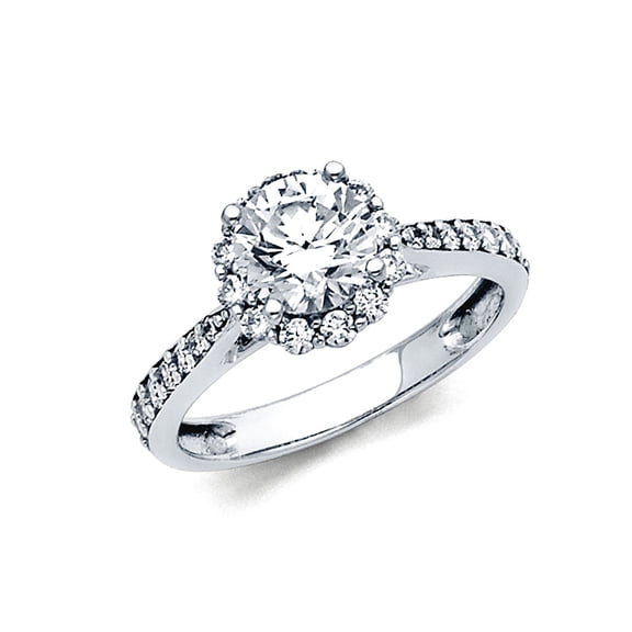 14k White Gold Cubic Zirconia Engagement Ring Size 7 Engagement Ring for Women - 3.1 Grams