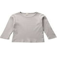 thumbnail image 1 of Newborn Baby Long Sleeve Ribbed Knit Crew Neck Solid Color T-shirts, 1 of 4