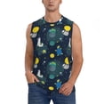thumbnail image 2 of Lsque Space and Animals Print Men's Cotton Blend Sleeveless Muscle Shirts (S-3XL)- Moisture Wicking, Odor Protection, UPF 30+,X-Large, 2 of 8