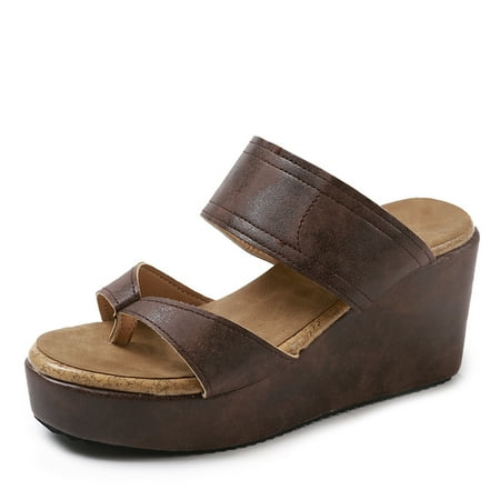 

EQWLJWE Sandals Women 2022 Summer Women Wear Thick-Soled Wedge Sandals Set of Toe Casual Sandals Deals Clearance