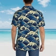 thumbnail image 3 of Lsque Japanese Water Wave pattern Hawaiian Shirt for Men, Unisex Summer Beach Casual Short Sleeve Button Down Shirts-XX-Large, 3 of 9