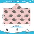 thumbnail image 2 of Pink Hedgehog Pattern Hooded Bath Towel，60"x35" for Ages 3 To 12 Kids, Quick Dry Lightweight Soft Microfiber Hood Beach Towel Cover Up for Kids, 2 of 7