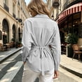 thumbnail image 2 of GZMOALH Women's Striped Button Down Long Sleeve Shirt with Back Tie and Shaped Waist, 2 of 8
