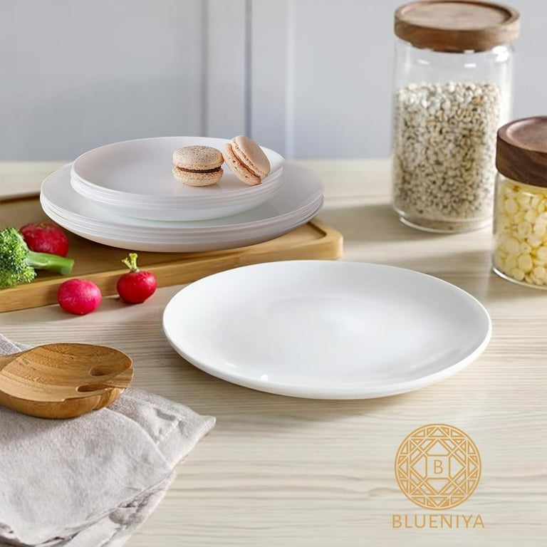 Dinner Plate Bone China Microwave Dishwasher Safe 12 Pcs Durable