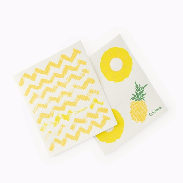 Cuisipro All Purpose Small Eco-Cloth, 7.87x6.7", Yellow Zigzag/Pineapple