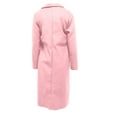 thumbnail image 5 of Stichou Womens Lapel Peacoat Winter Double-Breasted Outerwear Mid Long Jacket Casual Trench Coat Pink S, 5 of 5
