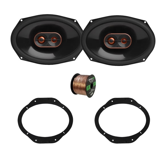 1 Pair (Qty 2) of Infinity 6x9" 300 Watt Peak 3-Way Car Audio Speakers (no Grilles) w/Wire, Speaker Adapter (Ford Expedition, Explorer, F-150, F-250, F-350 - 2015-2025)