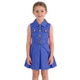 thumbnail image 2 of EnJoCho Girls Summer Denim Dress Sleeveless Button Down Collared Jean Dresses Y2K Pleated A Line Dress with Belt Toddler Maxi Dress Summer, 2 of 7