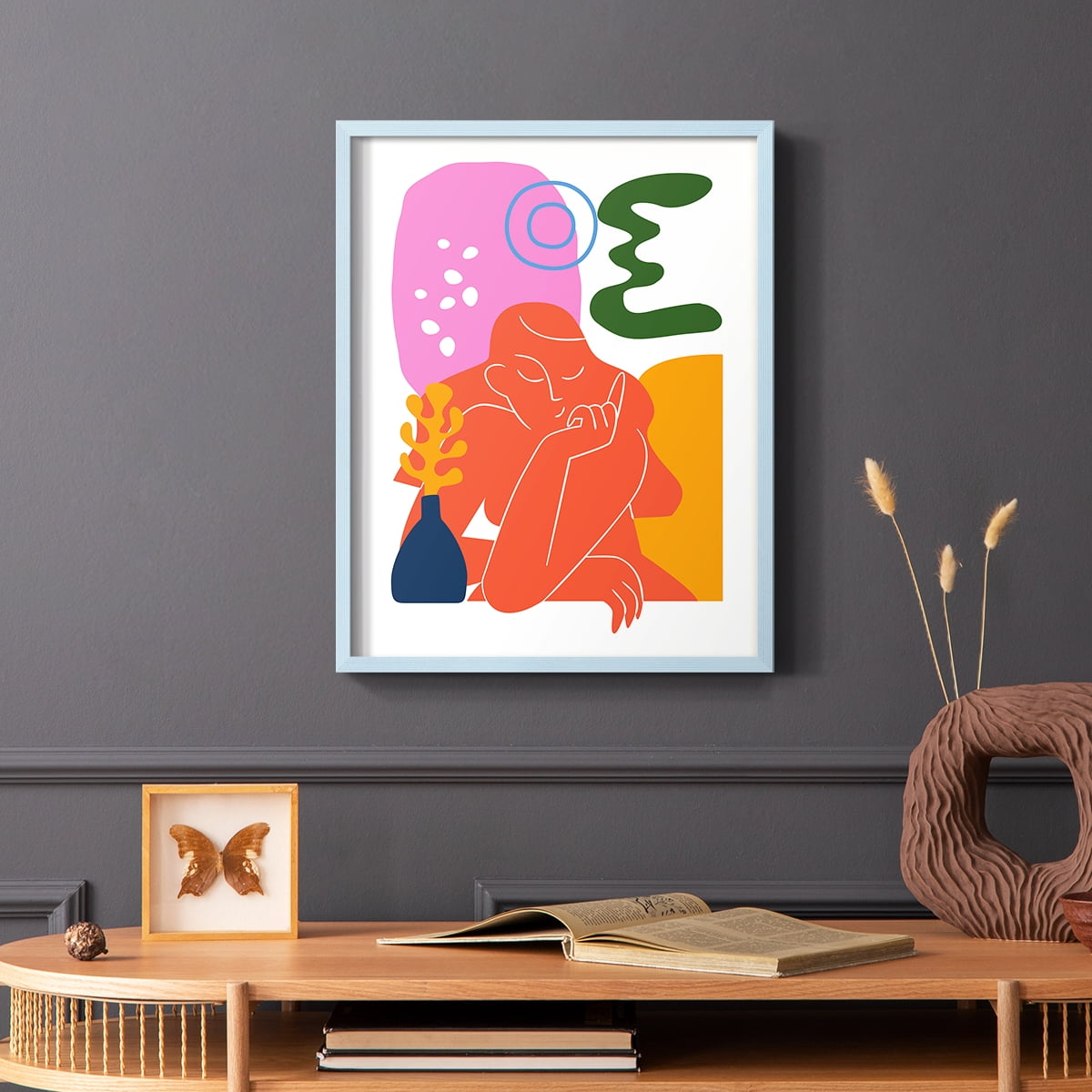 Matisse CDLVIII in Blue Solid Wood Framed Print No Nail Hanging