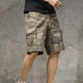 thumbnail image 2 of Pantalones cortos cargo para hombre, estilo medio camuflaje, bermudas masculinas, Y2k, bolsillo frontal, cintura elástica, anchos, cómodos y holgados, novedad de 2025, 2 of 5