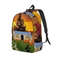 thumbnail image 2 of Daiia Fall Village Scenery Vintage Canvas Backpack for Men and Women ,Hiking Backpack,Travel Laptop Bag for School,Large Capacity Backpack, 2 of 8