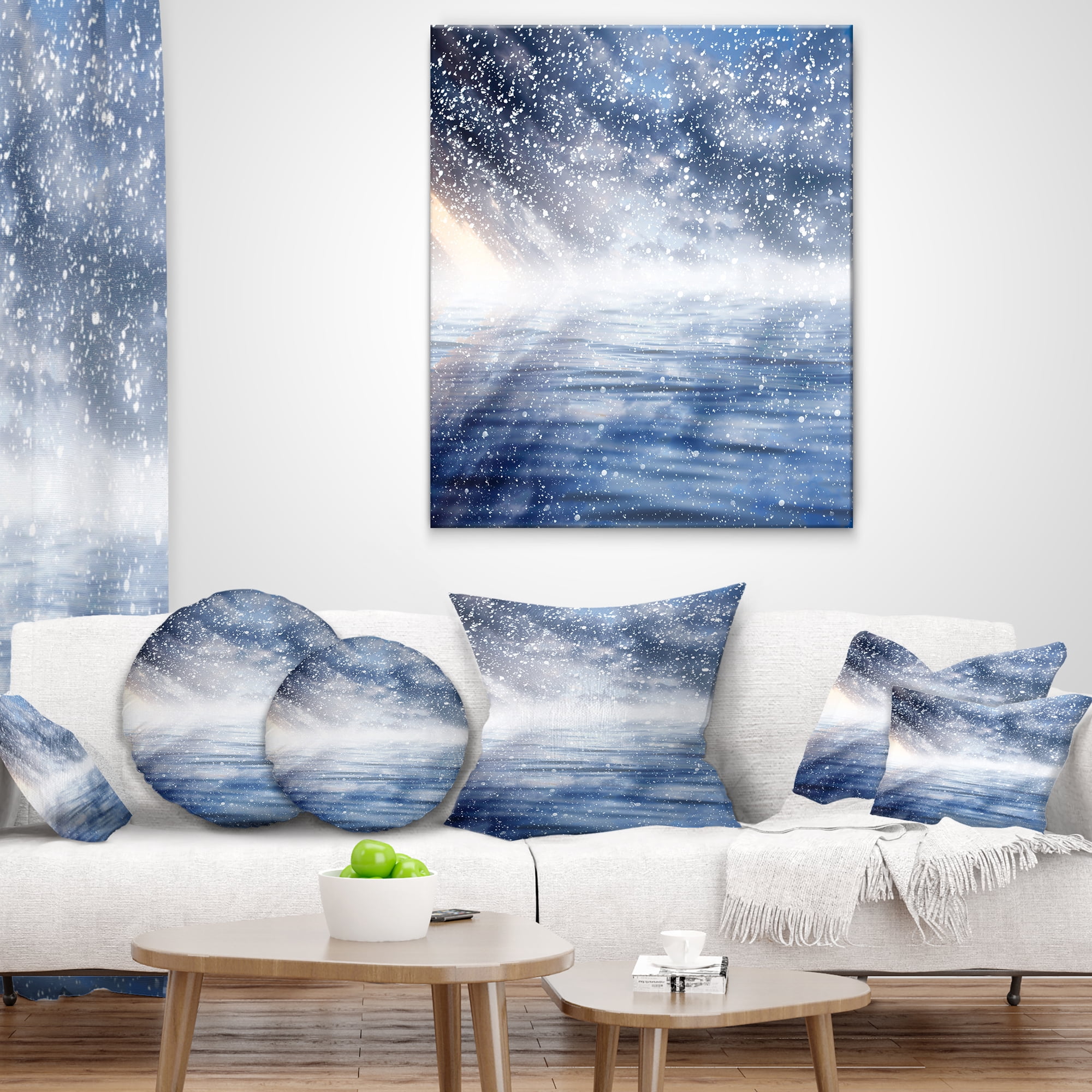 Designart Clouds with Reflection in Water - Landscape Photography Throw Pillow - 18x18