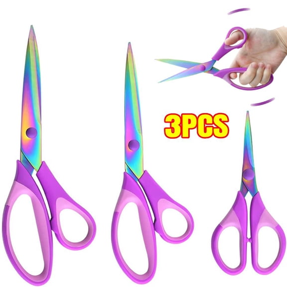 Craft Scissors Set of 3 Pack, All Purpose Sharp Titanium Blades Shears, Comfort Grip Handle, Multipurpose Fabric Scissors Tool