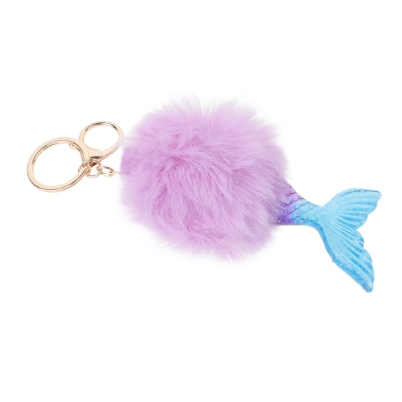 YOSADIER 1Set Cute Keychain for Girls Mermaid Shape Purple Polyester Bag Accessory