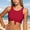 EliteGoogv#Red, variant on Women's Bikini Top Crewneck Wide Strap Swimwear Stretchy Solid Color Bathing Suits Pool Wear Vacation Holiday Beachwear,Blue,L