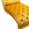 thumbnail image 4 of Velvet Concubine Sofa, Leisure Upholstered Sofa Chaise with Acrylic Feet, Comfortable Sleeper Chair for Bedroom, Living Room, Apartment, Easy Assemble, Mustard, 4 of 7