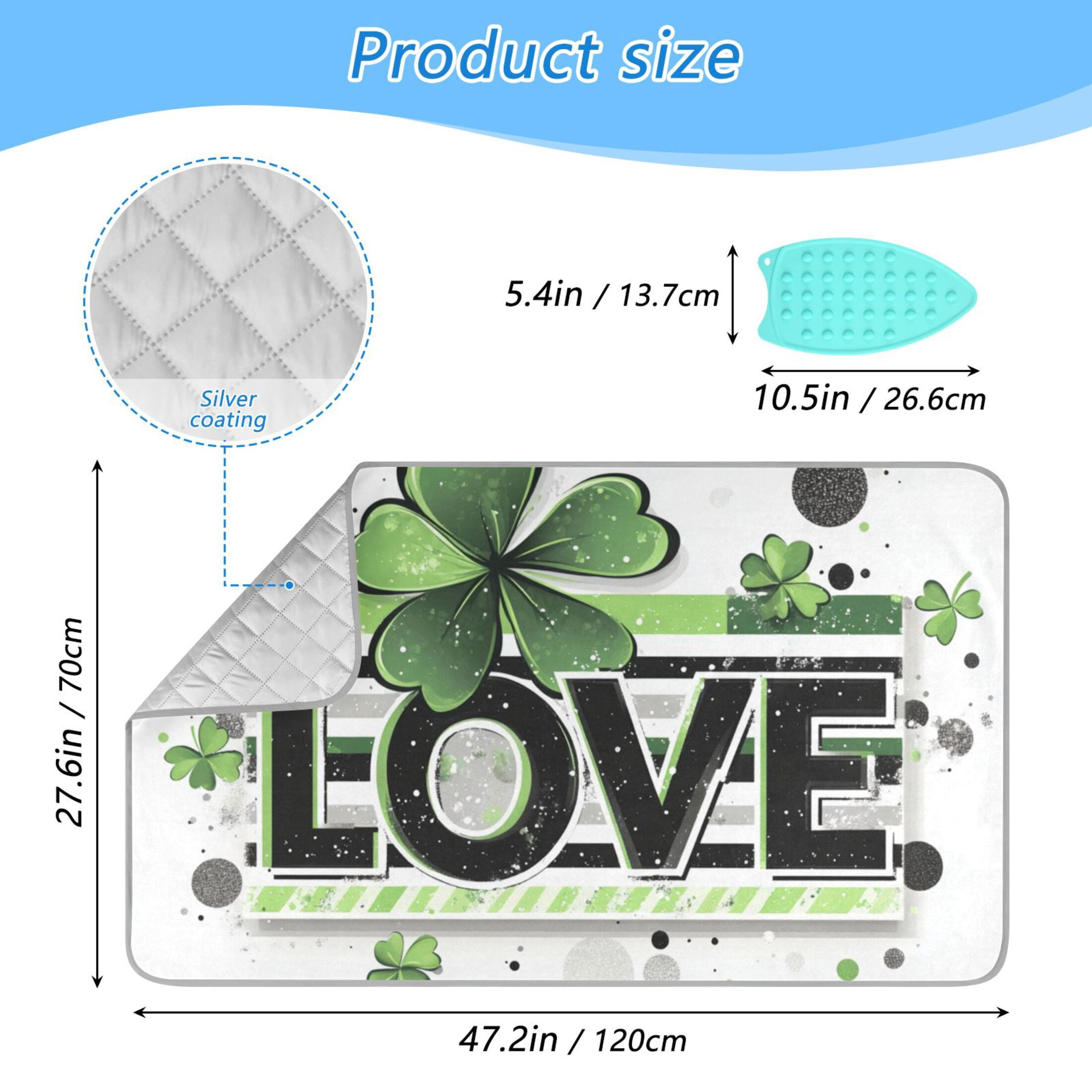 Clover Love St Patricks Day Ironing Mat Blanket Portable Travel Ironing Pad Heat Resistant Pad 47.2" x 27.6”