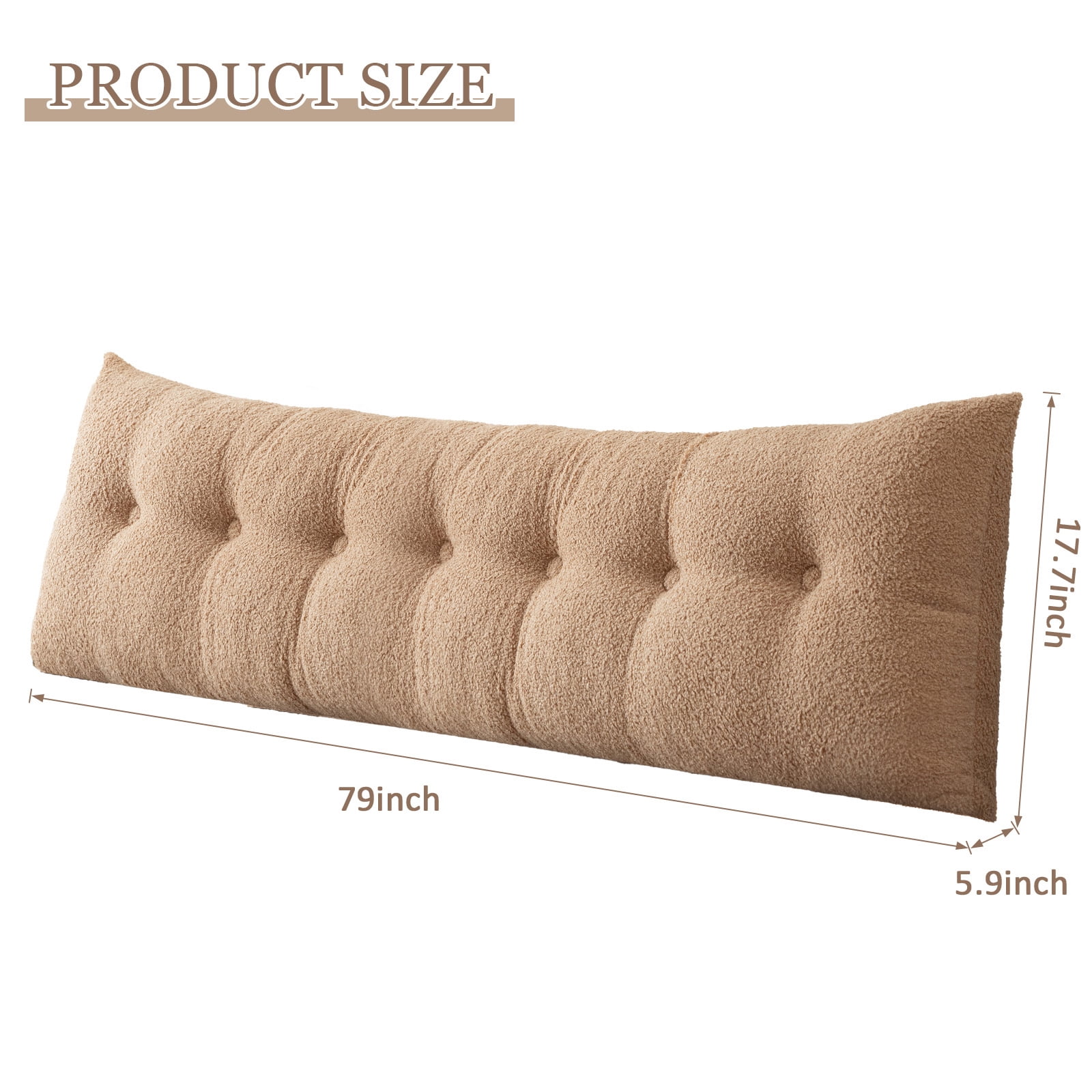 ANMINY Headboard Pillow, Teddy Velvet Fabric, Bed Rest Reading Pillow, Removable & Washable Cover, Daybed Wedge Pillow for King Beds