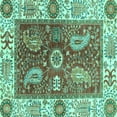 thumbnail image 1 of Ahgly Company Indoor Square Oriental Turquoise Blue Traditional Area Rugs, 3' Square, 1 of 4