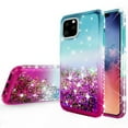 thumbnail image 2 of SPY Case for Apple iPhone 12 / Apple iPhone 12 Pro Liquid Glitter Phone Case Cover with Tempered Glass Screen Protector for Kids Girls Women - Teal/Pink, 2 of 5