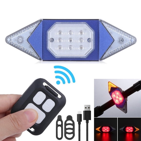 Luz trasera recargable para bicicleta, luces de señal traseras para bicicleta con Control remoto inalámbrico, modo multifuncional luz de - Azul Baoblaze Luz trasera de bicicleta recargable