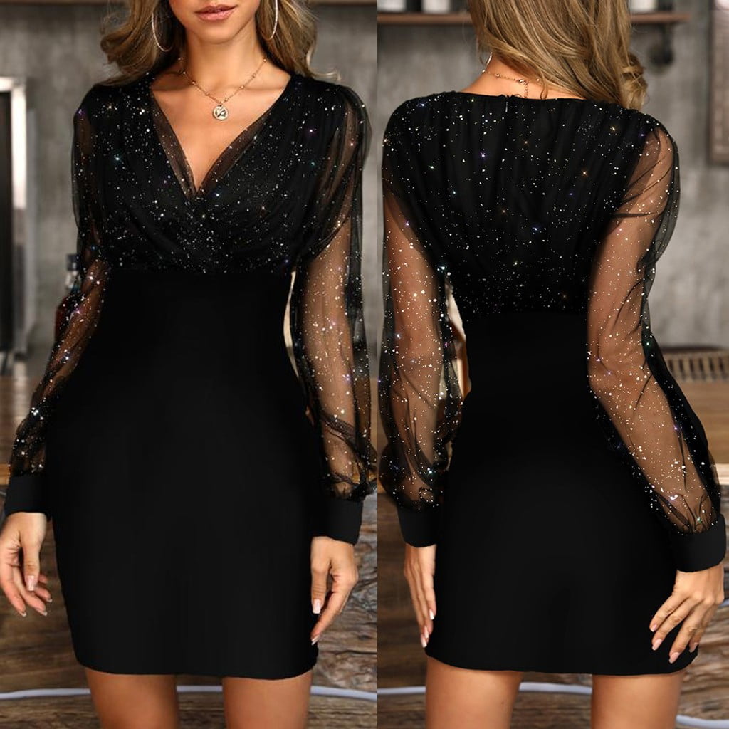 Formal Dresses For Women Womens Sequins Sexy New Summer Female Black ...