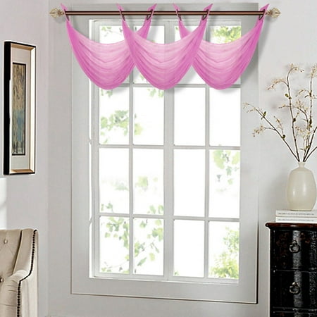 K36 Hot Pink 1 Pc Solid Voile Sheer Waterfall Valance Window K36 Hot Pink 1 Pc Solid Voile Sheer Waterfall Valance Window Treatment With 2 Grommets
