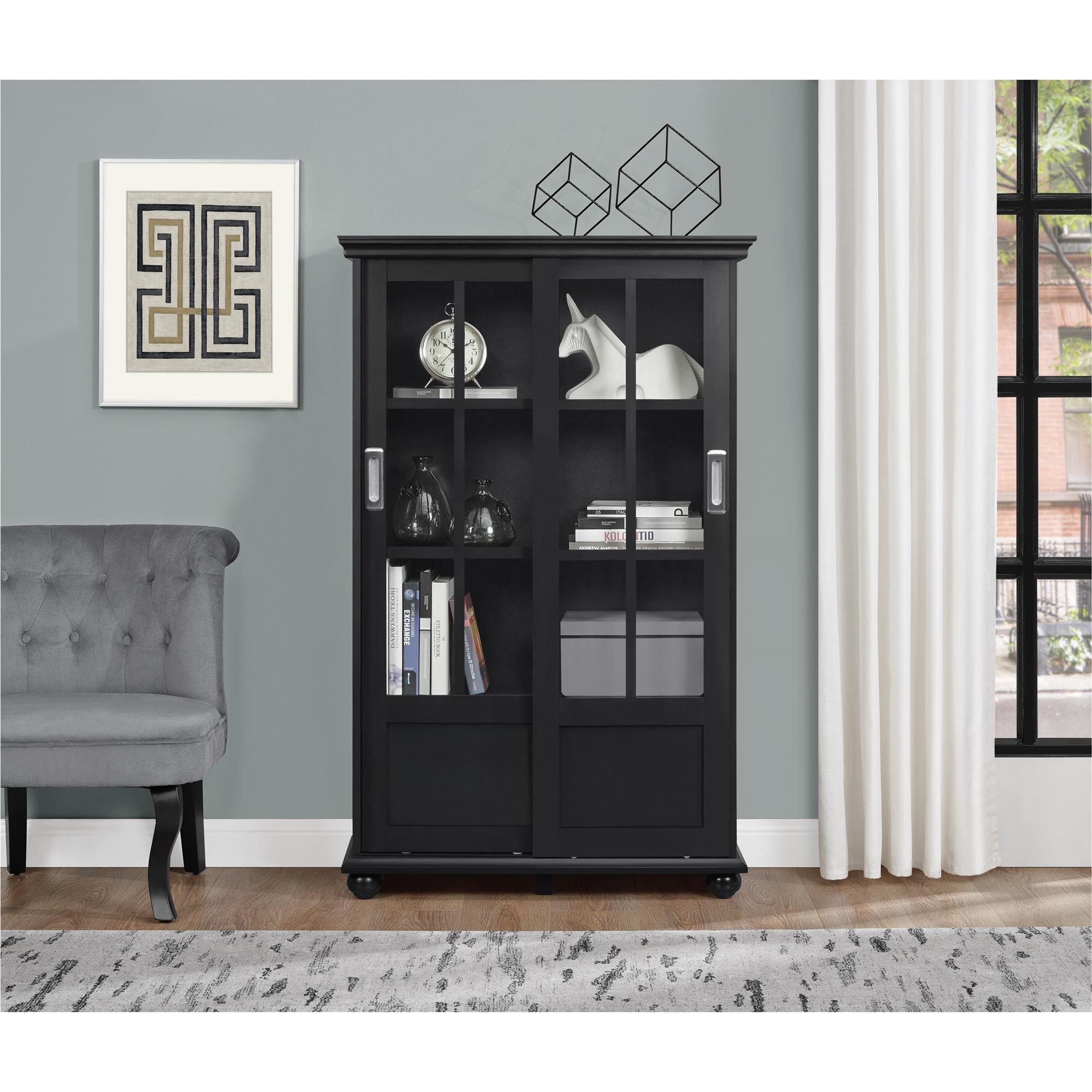 Ameriwood Home Aaron Lane Bookcase With Sliding Glass Doors Ameriwood Home Aaron Lane Bookcase With Sliding Glass Doors Multiple Colors Com