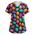 thumbnail image 2 of LTTVQM Easter Scrub Tops Women Rabbits Eggs Print Happy Short Sleeve Clothes Soft V Neck Trendy Scrub Tops with Pockets Purple L, 2 of 6