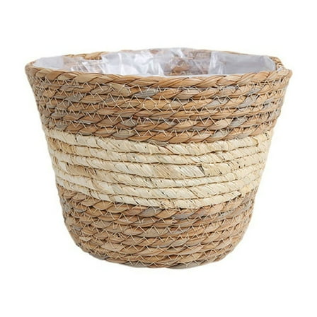 Woven Rattan Planter Basket with Large Opening for Indoor Plants and Succulents Natural Fiber Decorative Storage Pot Cover