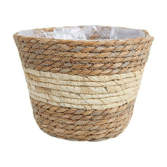 Fiudx Cesta Tejida para Macetas, Hecha a Mano con Ratán Natural y Junco, Elegante Decoración para El Hogar, Maceta Funcional para Suculentas, Ideal para Regalar, Material Duradero, Cesta de Bambú de