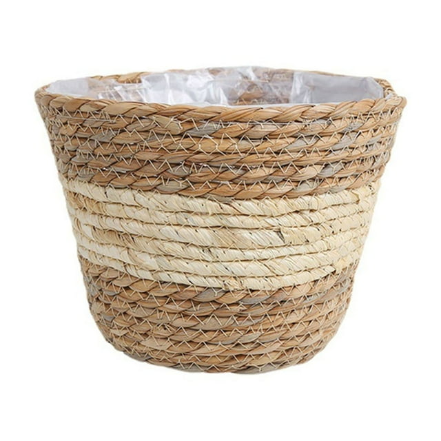 Fiudx Cesta Tejida para Macetas, Hecha a Mano con Ratán Natural y Junco, Elegante Decoración para El Hogar, Maceta Funcional para Suculentas, Ideal para Regalar, Material Duradero, Cesta de Bambú de