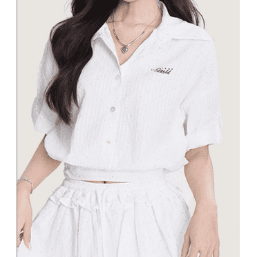 Women's Collared Short Sleeve Blouse, Solid