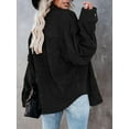 thumbnail image 4 of Womens Corduroy Button Down Shirts Boyfriend Long Sleeve Oversized Blouses Tops Black L, 4 of 6